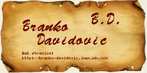 Branko Davidović vizit kartica